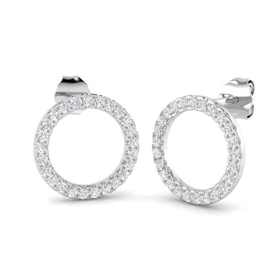 0.39ct SI2/G Round cut Diamond Cluster Earrings in 9k White Gold