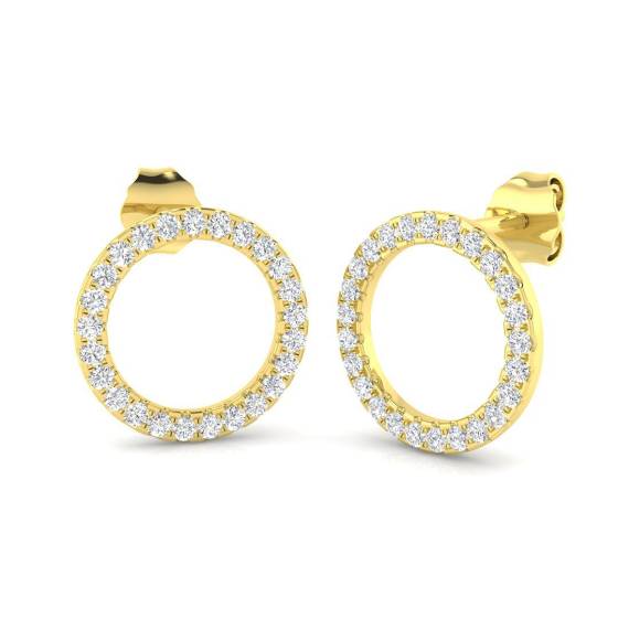 0.39ct SI2/G Round cut Diamond Cluster Earrings in 9k Yellow Gold