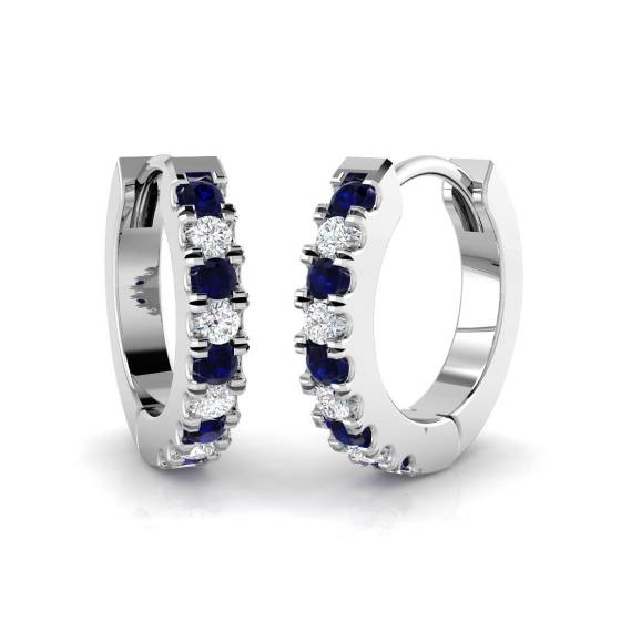 0.32ct SI2/G Round cut Blue Sapphire Gemstone Earrings in 18k White Gold