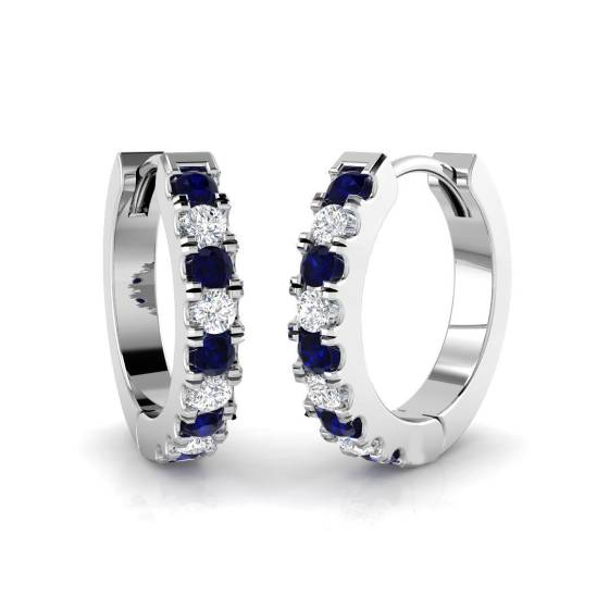 0.43ct SI2/G Round cut Blue Sapphire Gemstone Earrings in 18k White Gold