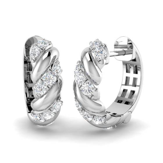 0.36ct SI2/G Round cut Diamond Hoop Earrings in 18k White Gold