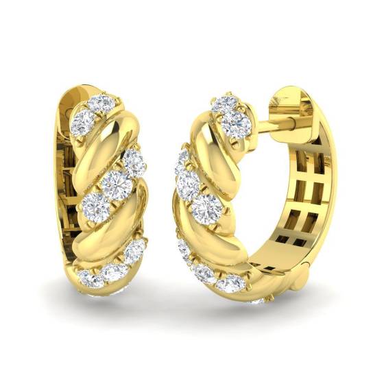 0.36ct SI2/G Round cut Diamond Hoop Earrings in 18k Yellow Gold