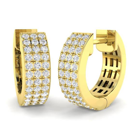 0.44ct SI2/G Round cut Diamond Hoop Earrings in 18k Yellow Gold