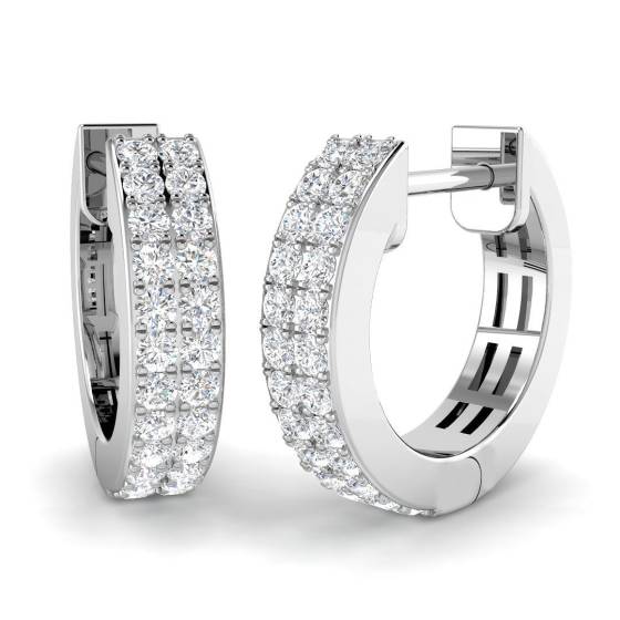 0.35ct SI2/G Round cut Diamond Hoop Earrings in 18k White Gold