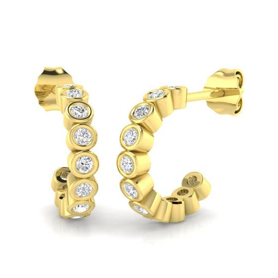 0.50ct SI2/G Round cut Diamond Hoop Earrings in 18k Yellow Gold