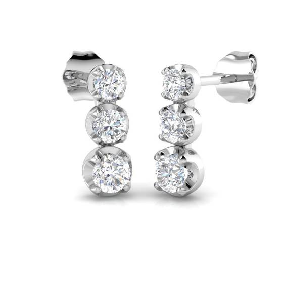 0.47ct SI2/G Round cut Diamond Drop Earrings in 18k White Gold