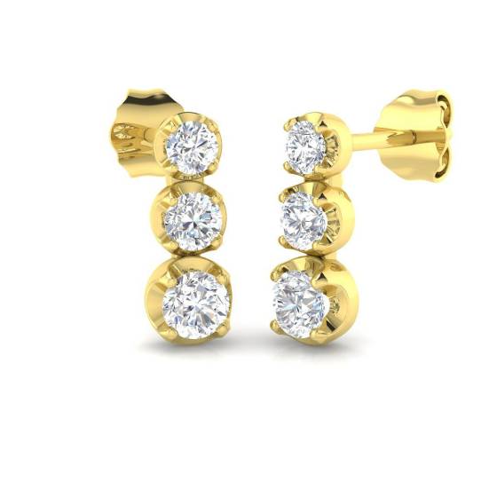 0.47ct I1/G Round cut Diamond Drop Earrings in 9k Yellow Gold