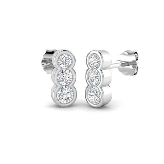 0.60ct I1/G Round cut Diamond Drop Earrings in 9k White Gold