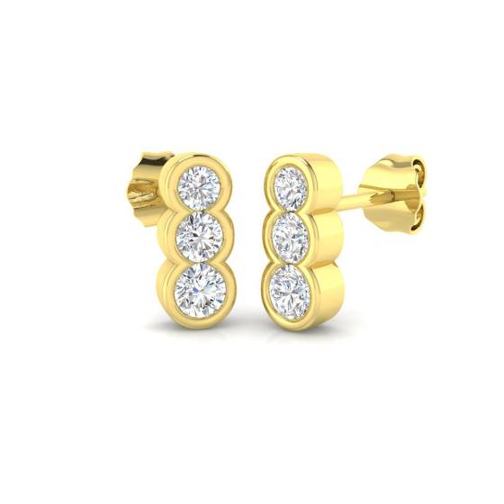 0.60ct I1/G Round cut Diamond Drop Earrings in 9k Yellow Gold