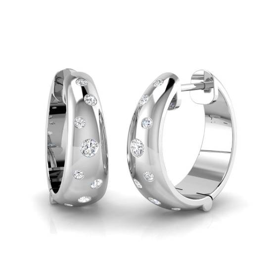 0.25ct SI2/G Round cut Diamond Hoop Earrings in 9k White Gold