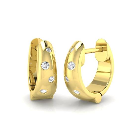 0.10ct SI2/G Round cut Diamond Hoop Earrings in 9k Yellow Gold