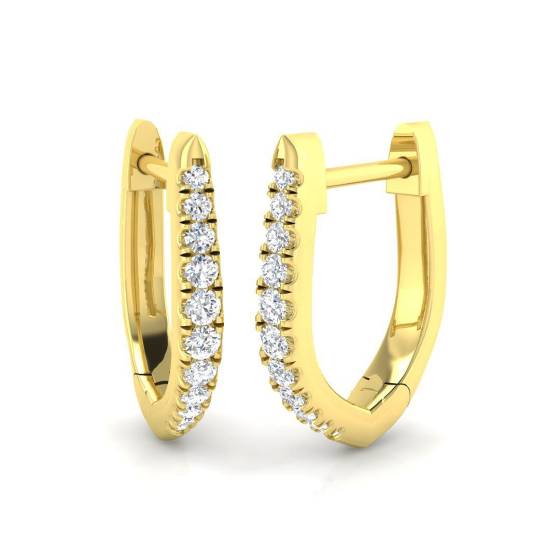 0.12ct SI2/G Round cut Diamond Hoop Earrings in 18k Yellow Gold