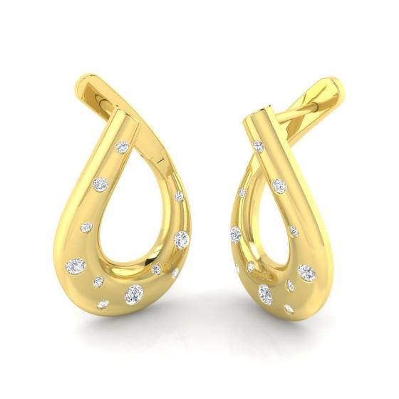 0.34ct SI2/G Round cut Diamond Cluster Earrings in 18k Yellow Gold