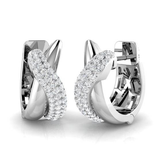 0.40ct SI2/G Round cut Diamond Hoop Earrings in 18k White Gold