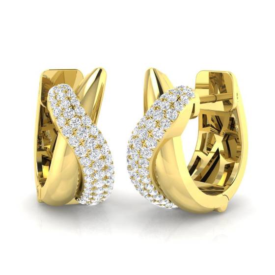 0.40ct SI2/G Round cut Diamond Hoop Earrings in 18k Yellow Gold