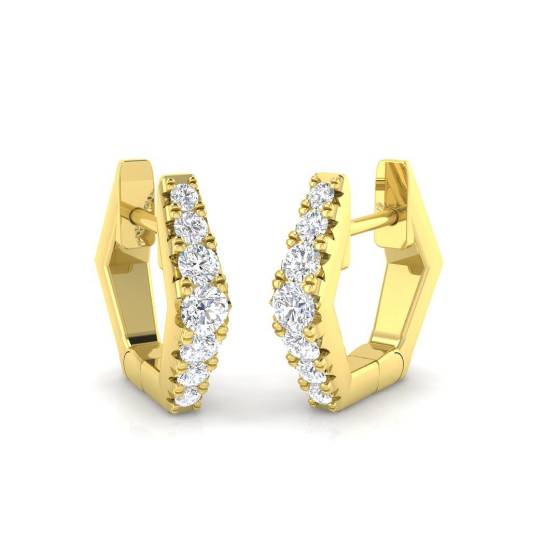 0.28ct SI2/G Round cut Diamond Hoop Earrings in 18k Yellow Gold