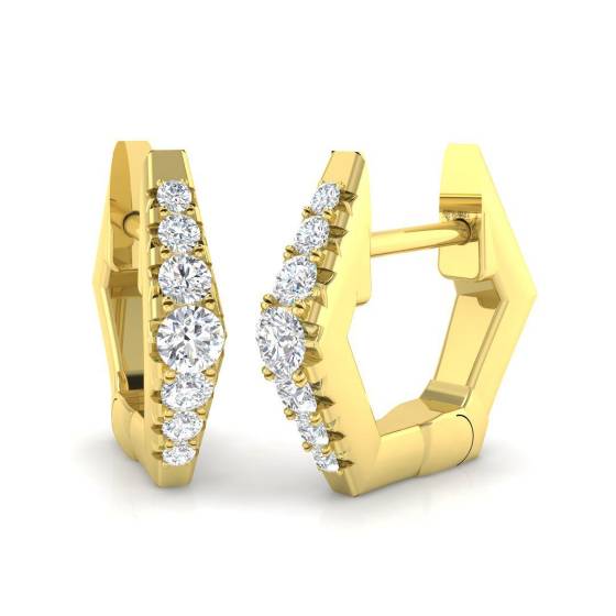 0.15ct SI2/G Round cut Diamond Hoop Earrings in 18k Yellow Gold