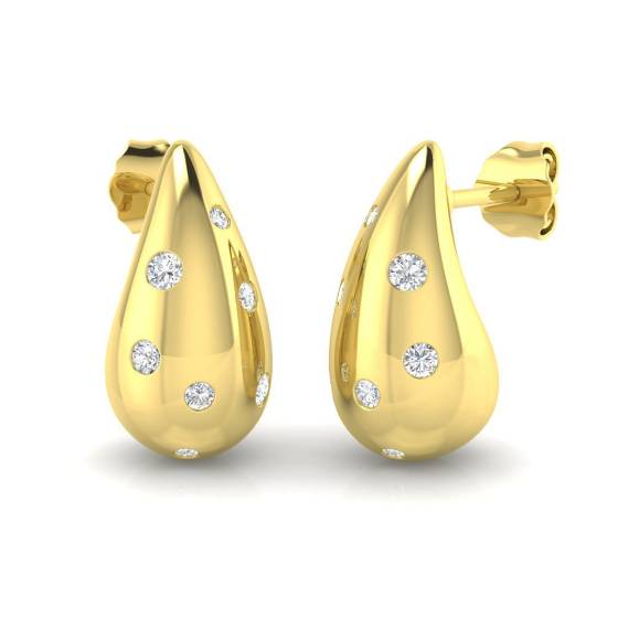 0.26ct SI2/G Round cut Diamond Cluster Earrings in 18k Yellow Gold