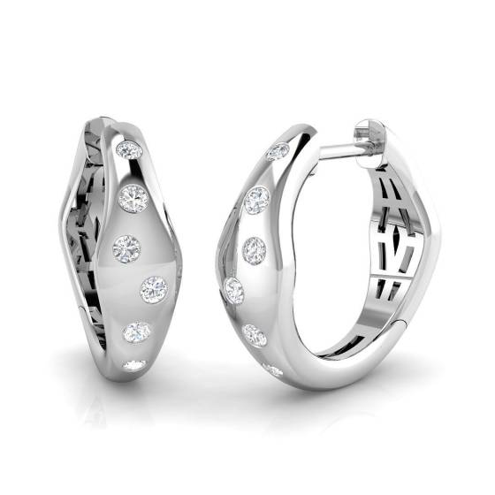 0.20ct SI2/G Round cut Diamond Hoop Earrings in 18k White Gold