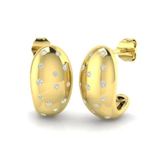 0.25ct SI2/G Round cut Diamond Cluster Earrings in 18k Yellow Gold