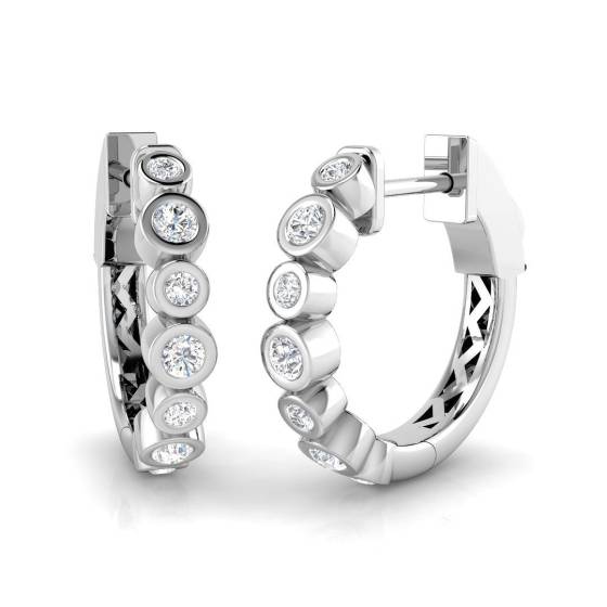 0.30ct SI2/G Round cut Diamond Hoop Earrings in 18k White Gold