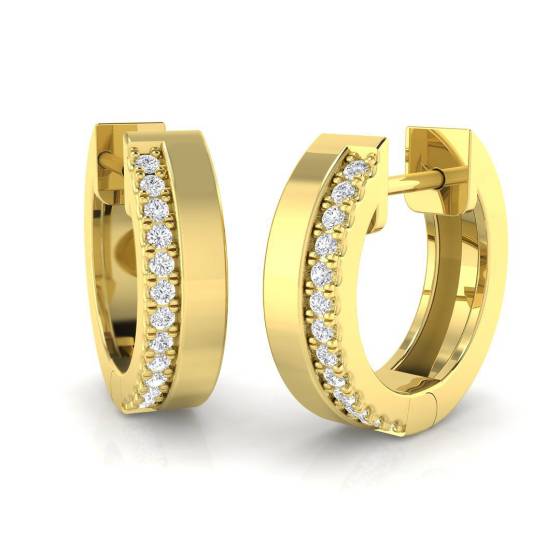 0.12ct SI2/G Round cut Diamond Hoop Earrings in 9k Yellow Gold