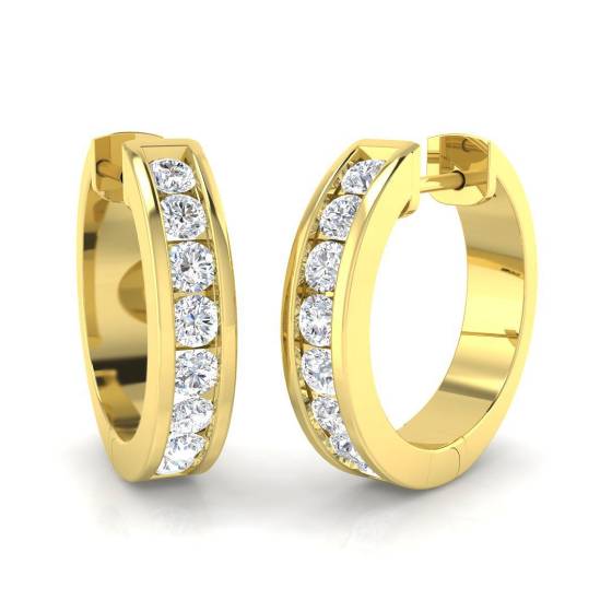 0.71ct SI2/G Round cut Diamond Hoop Earrings in 18k Yellow Gold