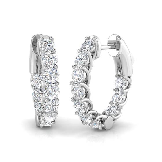 1.48ct SI2/G Round cut Diamond Hoop Earrings in 18k White Gold