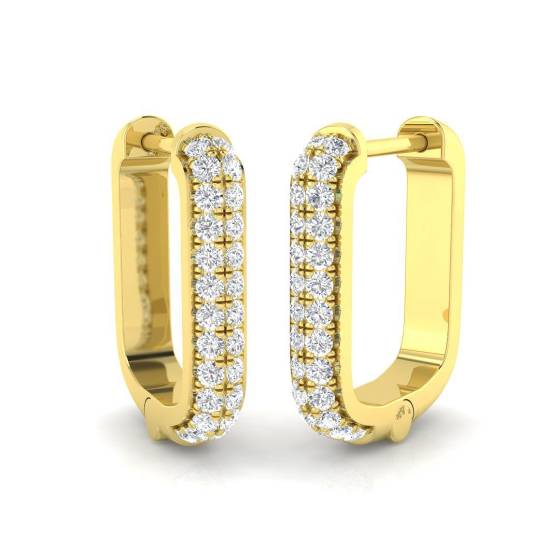 0.22ct SI2/G Round cut Diamond Hoop Earrings in 18k Yellow Gold