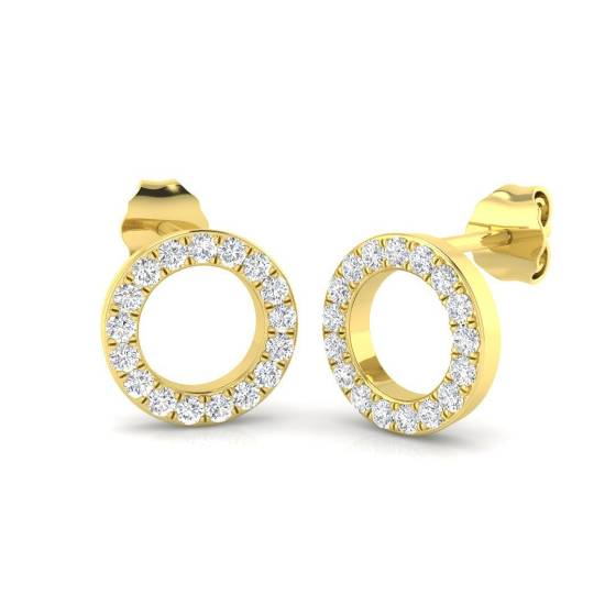 0.30ct SI2/G Round cut Diamond Cluster Earrings in 9k Yellow Gold