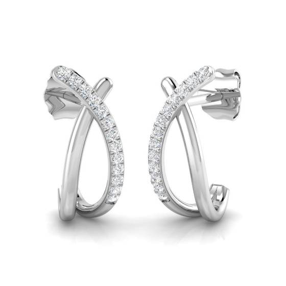 0.11ct SI2/G Round cut Diamond Hoop Earrings in 18k White Gold