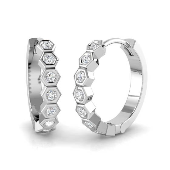 0.22ct SI2/G Round cut Diamond Hoop Earrings in 18k White Gold