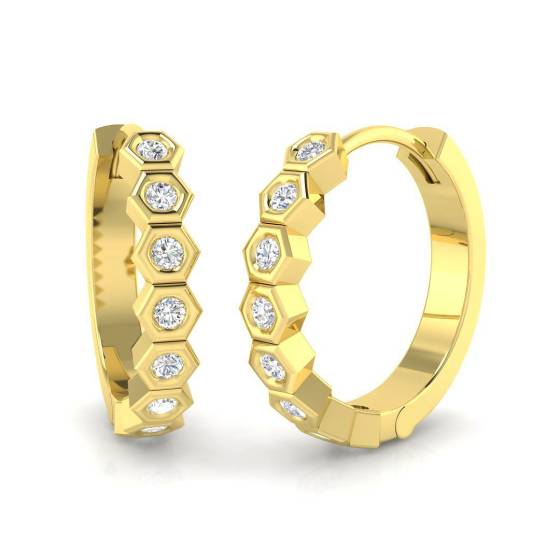 0.22ct SI2/G Round cut Diamond Hoop Earrings in 18k Yellow Gold