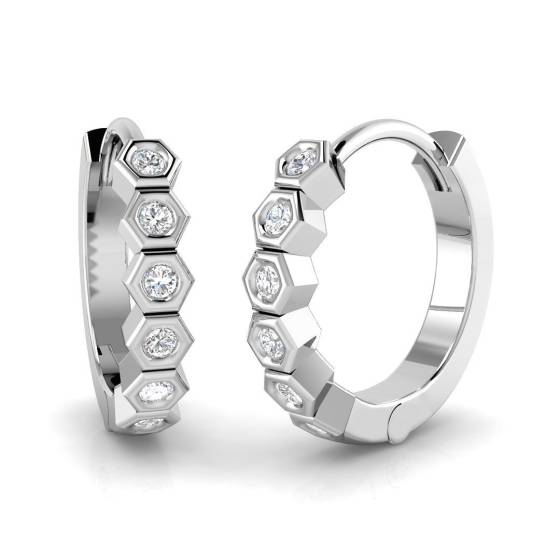 0.11ct SI2/G Round cut Diamond Hoop Earrings in 9k White Gold