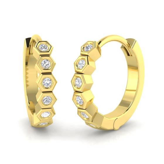 0.11ct SI2/G Round cut Diamond Hoop Earrings in 18k Yellow Gold