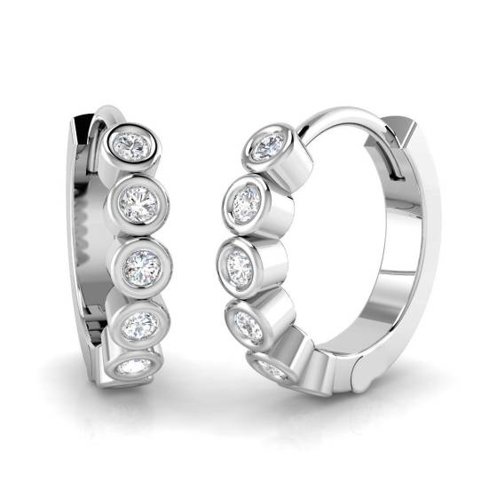 0.17ct SI2/G Round cut Diamond Hoop Earrings in 18k White Gold