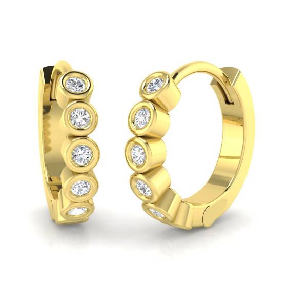 0.17ct SI2/G Round cut Diamond Hoop Earrings in 18k Yellow Gold