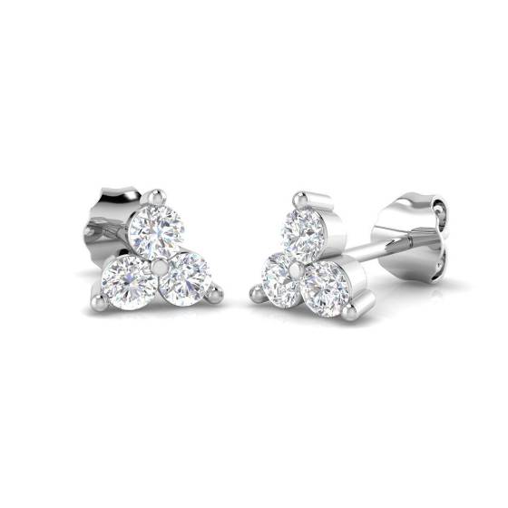 0.49ct SI2/G Round cut Diamond Drop Earrings in 18k White Gold