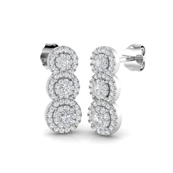 0.46ct SI2/G Round cut Diamond Drop Earrings in 18k White Gold