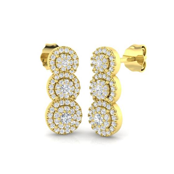 0.46ct SI2/G Round cut Diamond Drop Earrings in 18k Yellow Gold