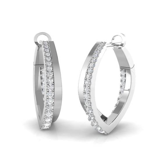 0.69ct SI2/G Round cut Diamond Hoop Earrings in 18k White Gold