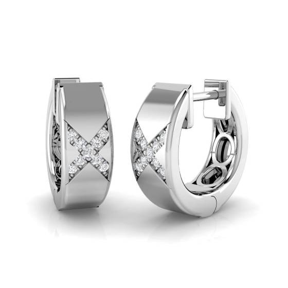 0.05ct SI2/G Round cut Diamond Hoop Earrings in 18k White Gold