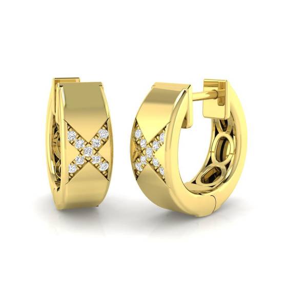 0.05ct SI2/G Round cut Diamond Hoop Earrings in 18k Yellow Gold