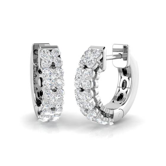 0.74ct SI2/G Round cut Diamond Hoop Earrings in 18k White Gold