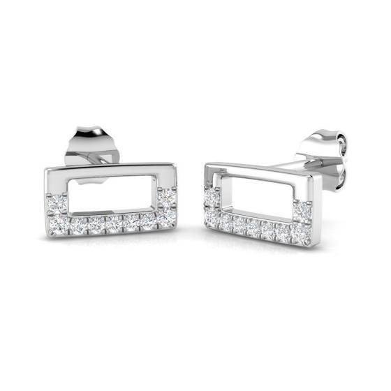 0.12ct SI2/G Round cut Diamond Cluster Earrings in 18k White Gold