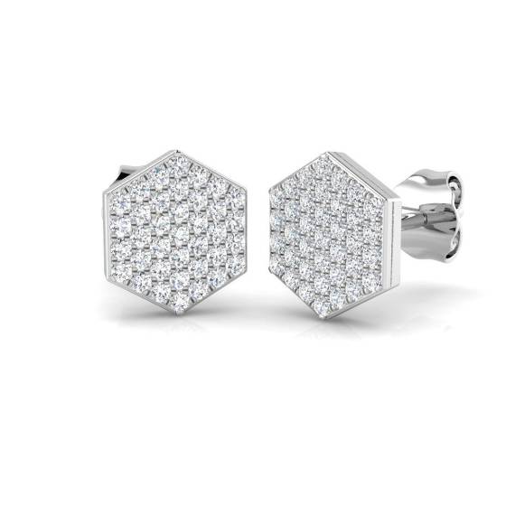 0.32ct SI2/G Round cut Diamond Cluster Earrings in 9k White Gold