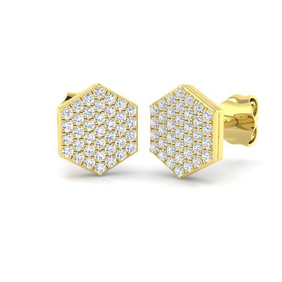 0.32ct SI2/G Round cut Diamond Cluster Earrings in 9k Yellow Gold