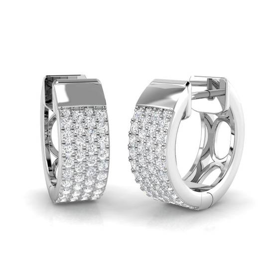 0.54ct SI2/G Round cut Diamond Hoop Earrings in 18k White Gold