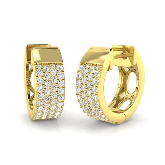 0.54ct SI2/G Round cut Diamond Hoop Earrings in 18k Yellow Gold