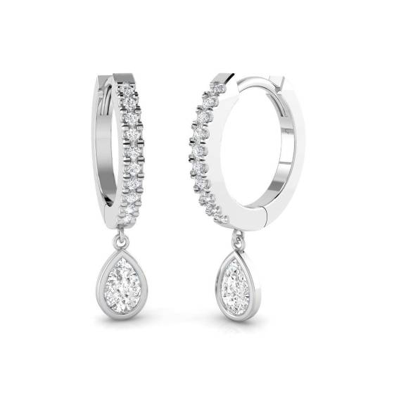 0.58ct SI2/G Round cut Diamond Drop Earrings in 18k White Gold